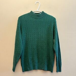 Vintage Parkhurst Green Cable Knit Crewneck Sweater – Size Medium GUC